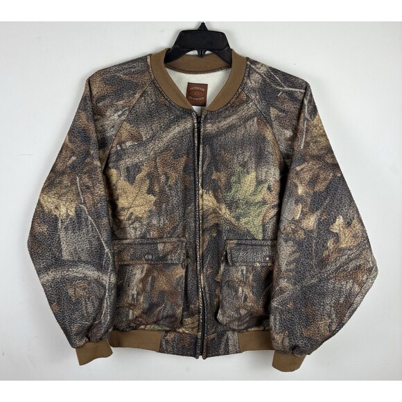 Vintage 90s Camo Full Zip Fleece Jacket / Size XL - Picture 1 of 4